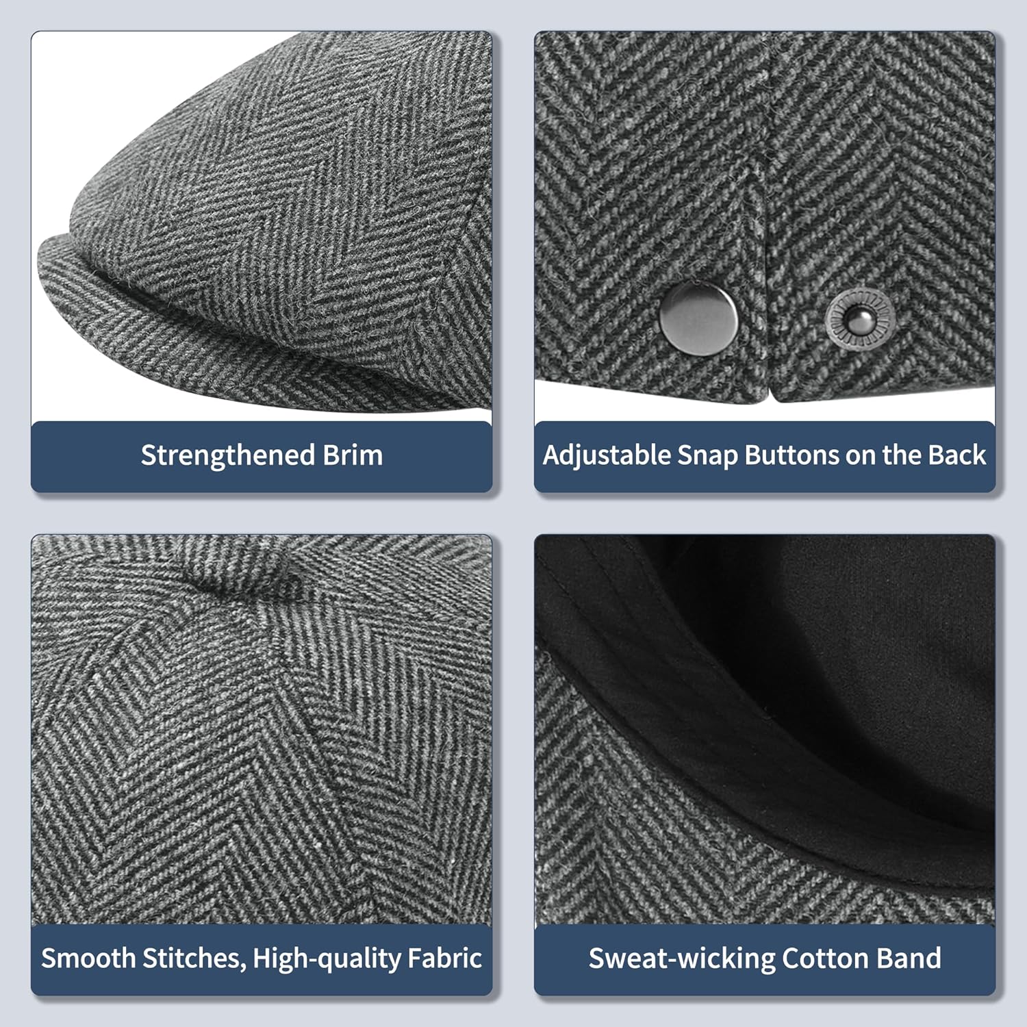 KUJUHA Wool Men's Newsboy Caps Flat Irish Cabbie Ivy Gatsby Newsboy Driving Hat Hunting Cap Winter Hat - Image 4