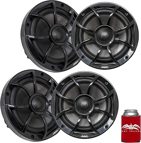 Wet Sounds - Dos pares de altavoces coaxiales RECON6-BG Recon Series de 6.5in con rejillas y conos XS negros