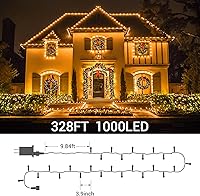 Vista 5 de Elegear Luces LED de Navidad para exteriores, 328 pies, 1000 luces LED para árbol de Navidad, impermeables, 8 modos, luces de Navidad blancas