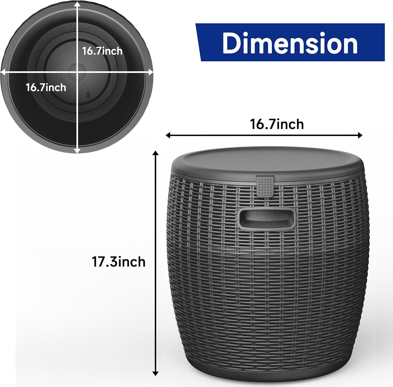 ROJIK Resin Ice Bucket with 36L Capacity, Rattan Design & Drain Plug – UV-Protected, Weatherproof Outdoor Cooler for Parties, Static Load 50Kgs (Black)
