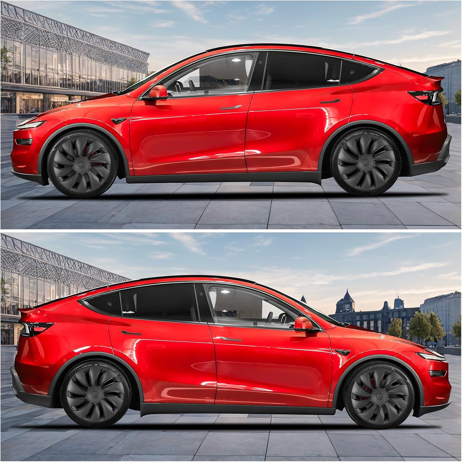 19" Wheel Covers Compatible with Tesla Model Y 2025-2026 Wheel Center caps Black Rims Matte Black ABS Hubcaps Snap-On Compatible with Tesla Y Juniper 2026 19-inch Wheel