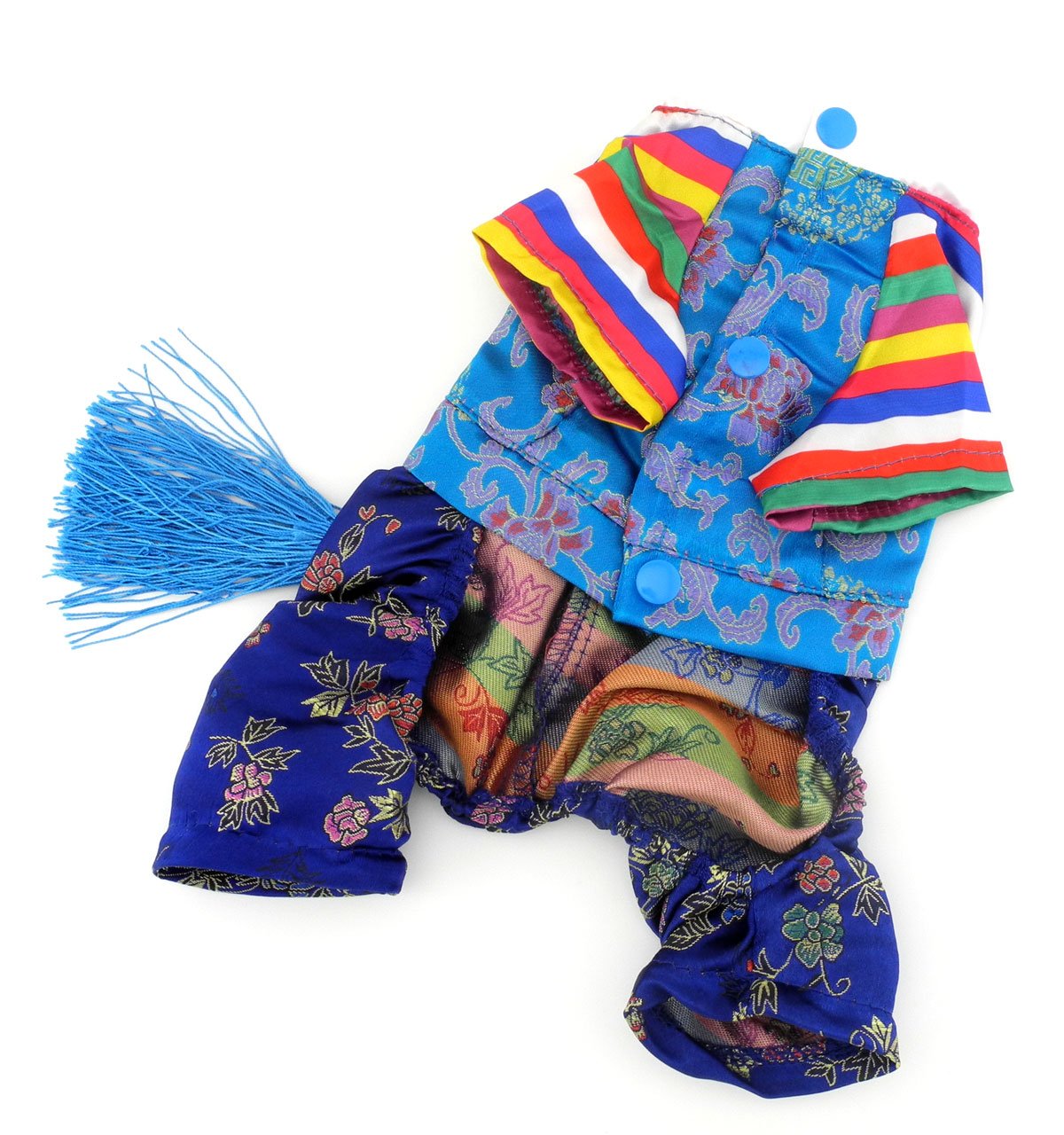 SELMAI Ethnic Dog Costume Korean Traditional Knot Pendant Norigae Hanbok Embroidery Silk Pet Clothes Outfit Color Dress for Small Puppies Large Cat Apparel Birthday Party Festival Celebration Boy L
