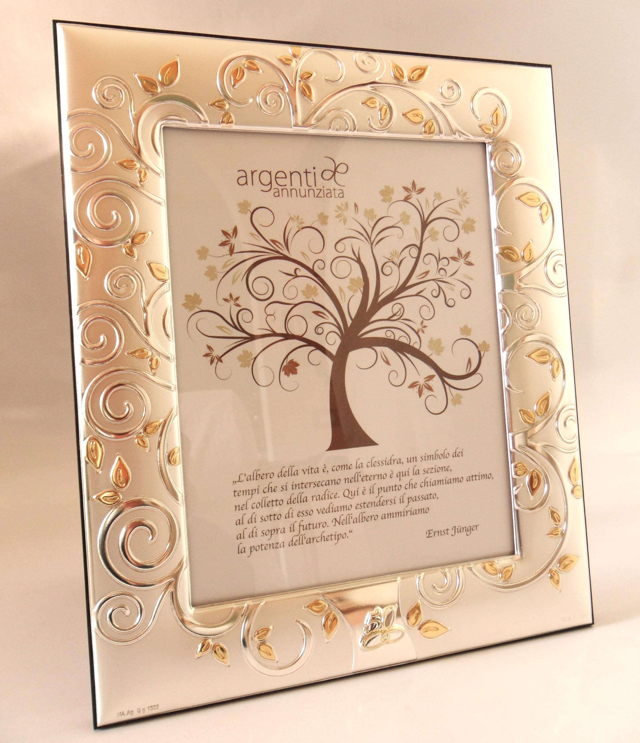 Argenti Annunziata NOZZE D'ORO 50° ANNIVERSARIO DI MATRIMONIO CORNICE PORTAFOTO MAXI IN ARGENTO L'ALBERO DELLA VITA cm34x30 FOTO cm25x20 FASCIA cm5 PORTAFOTOGRAFIE -> TUA IN 24/48h