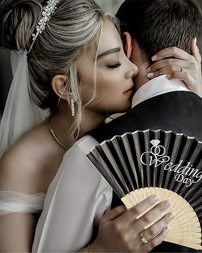 Miniatura 6 de Ventilador de seda plegable personalizado a granel para recuerdos de boda, ventiladores de bambú de mano personalizados para invitados de boda,