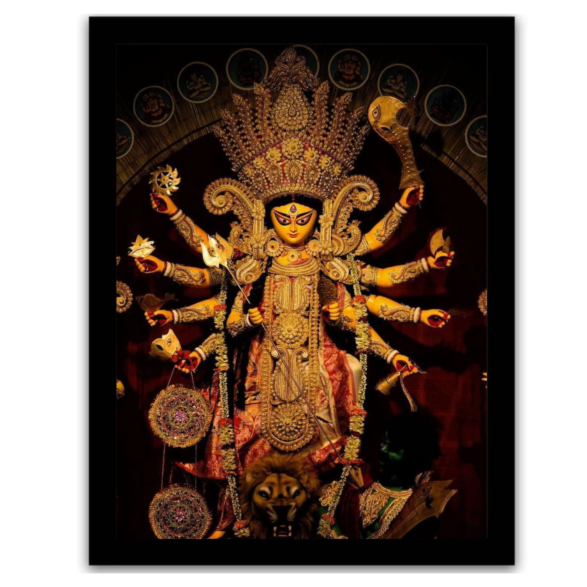 Maa Durga Photo Frame, 9" x 11" inches, Polystyrene, Rectangular, Wood, Wall Mount. Black (B0CN4VT36Q) Amazon Price History, Amazon Price Tracker