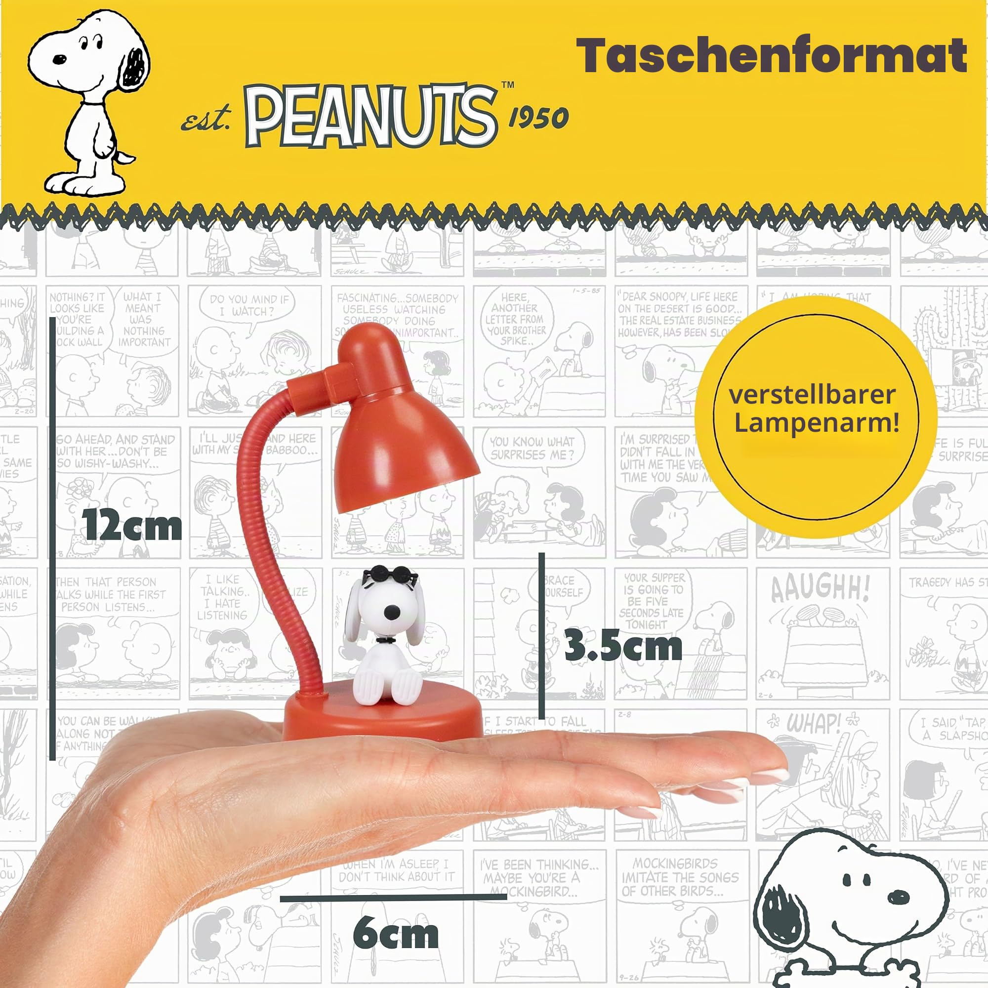 Blue Sky Studios Snoopy Mini Lampe – USB-betrieben – Weiches LED-Licht Mit Abnehmbarer Snoopy-Figur – Für Schreibtisch & Nachttisch