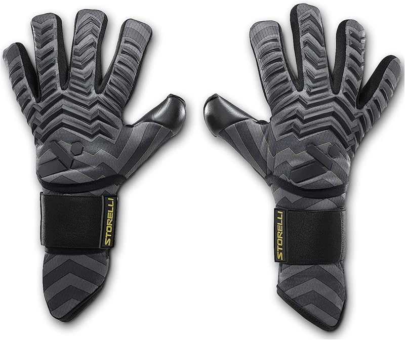 Storelli Electric Goalkeeper Gloves, High-Impact Hand Protection with 5 Removable Finger Spines and Wrist Strap