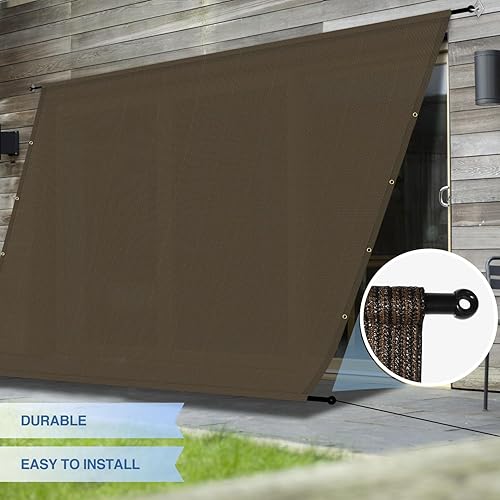 Miniatura 4 de E&K Sunrise - Toldo para exteriores de 8 x 12 pies, con ojales, varillas con peso, bloqueo UV, para pérgola, patio, terraza, patio trasero (marrón)