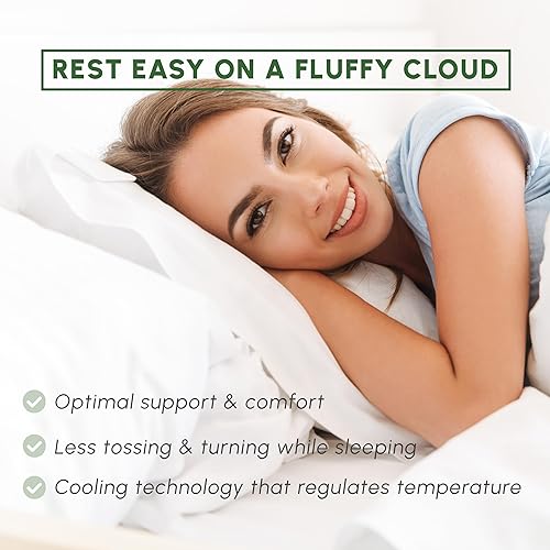 Miniatura 5 de Elegant Comfort Juego de 2 almohadas acolchadas de plumón de ganso de calidad hotelera, alternativa de densidad media firme, con costuras de