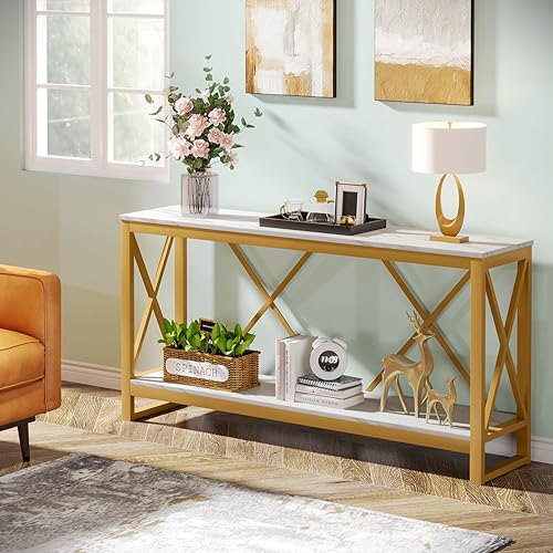 Miniatura 9 de Tribesigns Mesa de consola extra larga de 709 pulgadas mesa de entrada estrecha industrial detrás del sofá con estante de almacenamiento abierto