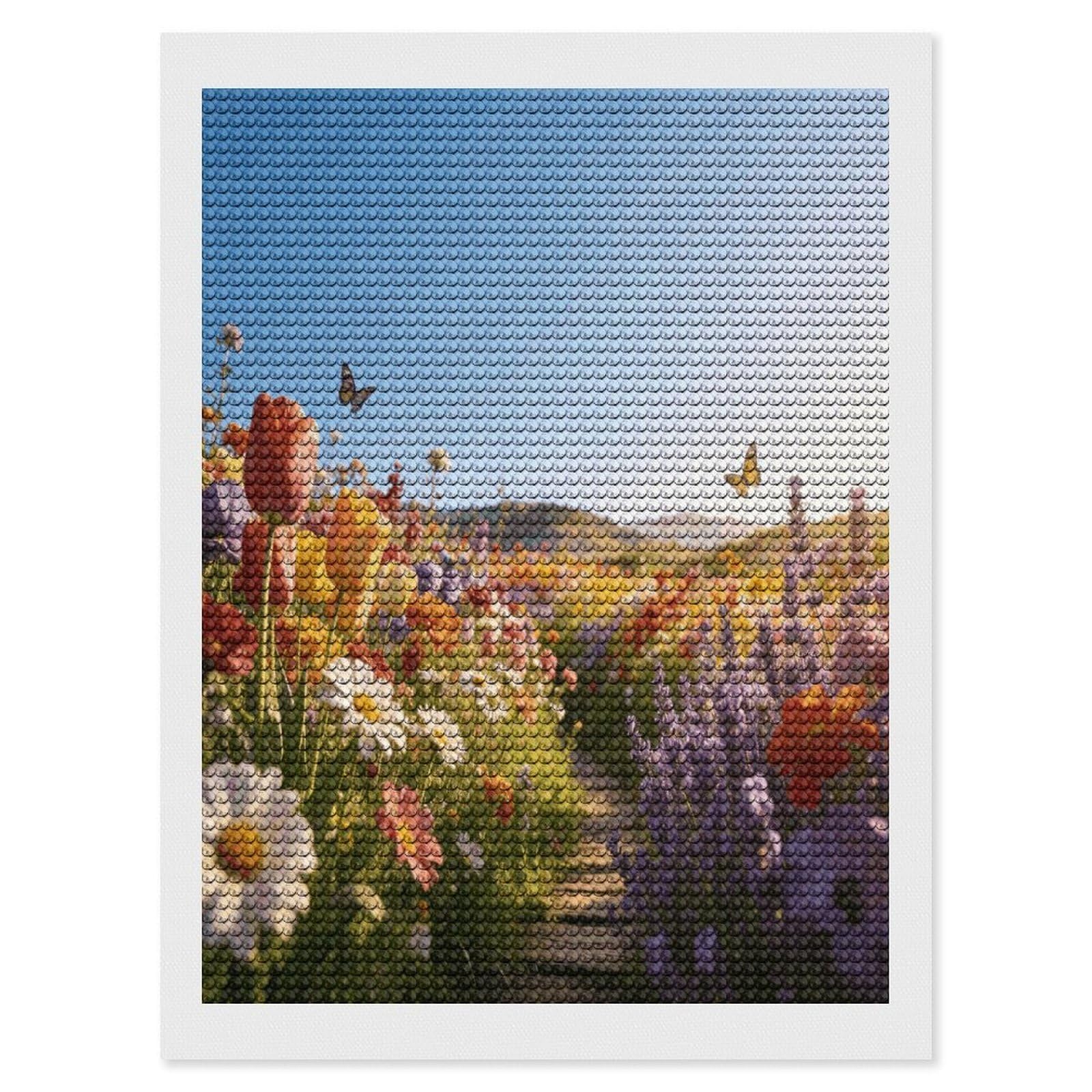 FekiLoot Heading to The Flower Field Paint by Numbers Kit for Adults Beginner DIY Diamond Dots Paintings Round Full Drill Diamond Art Kits Picture Diamond Art Painting Kits for Home Decor 12"x16"