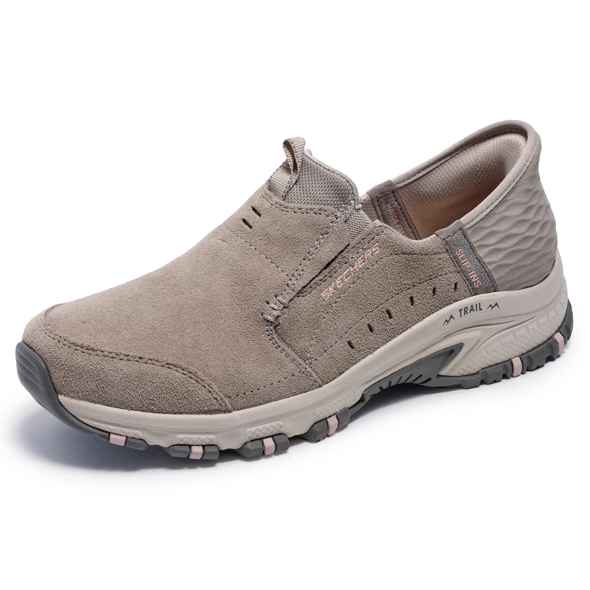 Skechers Damen Hillcrest Sunapee, Taupe Suede/Lycra/Light Pink Trim, 36 EU
