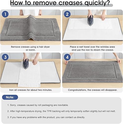 Miniatura 8 de Alfombras de baño de 24 x 17 pulgadas, microfibra extra suave y absorbente, parte trasera antideslizante, secado rápido, lavable a máquina, tapetes