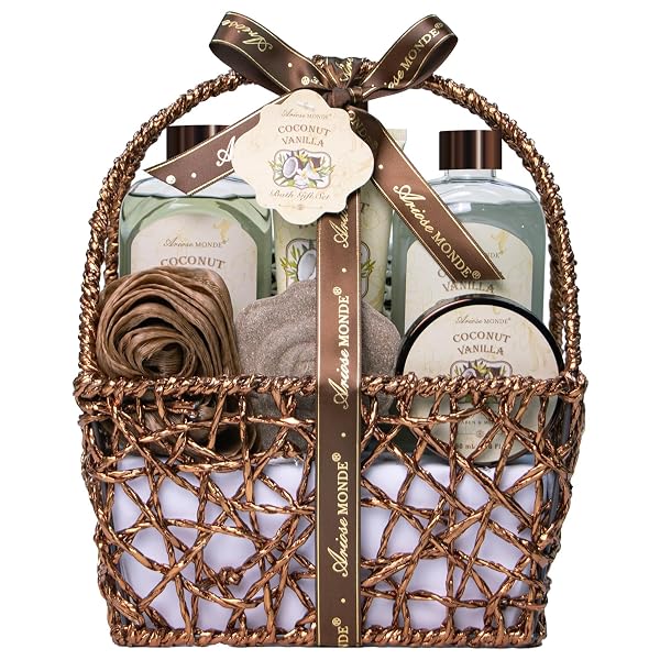 Bath Spa Gift Basket, Bath & Body Gift Set for Women & Men, Includes Shower Gel, Bubble Bath, Bath Salt, Bath Sponge, Sp