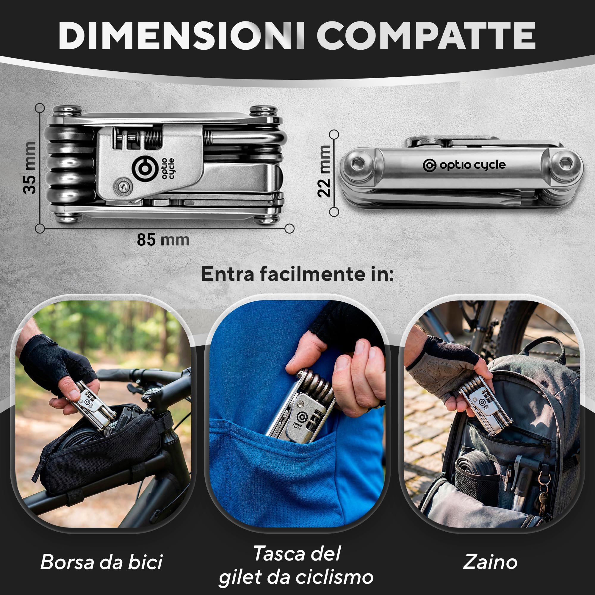 Multitool Bici 16 in 1 con Smagliacatena e Leva Gomma – Kit Attrezzi Bici Portatile | Multitool MTB, Bicicletta da Corsa, Gravel, E-Bike | Multi Tool Manutenzione Bicicletta