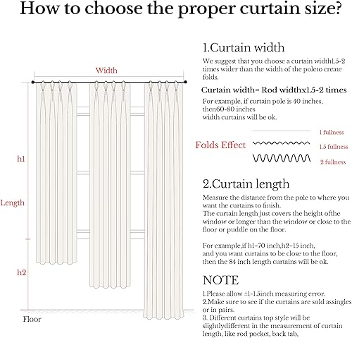 Miniatura 2 de Cortinas plisadas florales 100% opacas para dormitorio, 84 pulgadas, para sala de estar, comedor, mezcla de lino de lujo, cortinas de oscurecimiento
