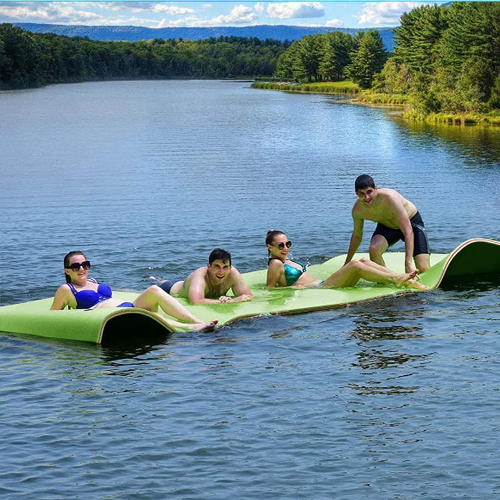 Tappetino Galleggiante per Lago – 3 Strati in Schiuma XPE Antistrappo – Portatile, per Adulti e Bambini,Verde,250x90x 3.3cm