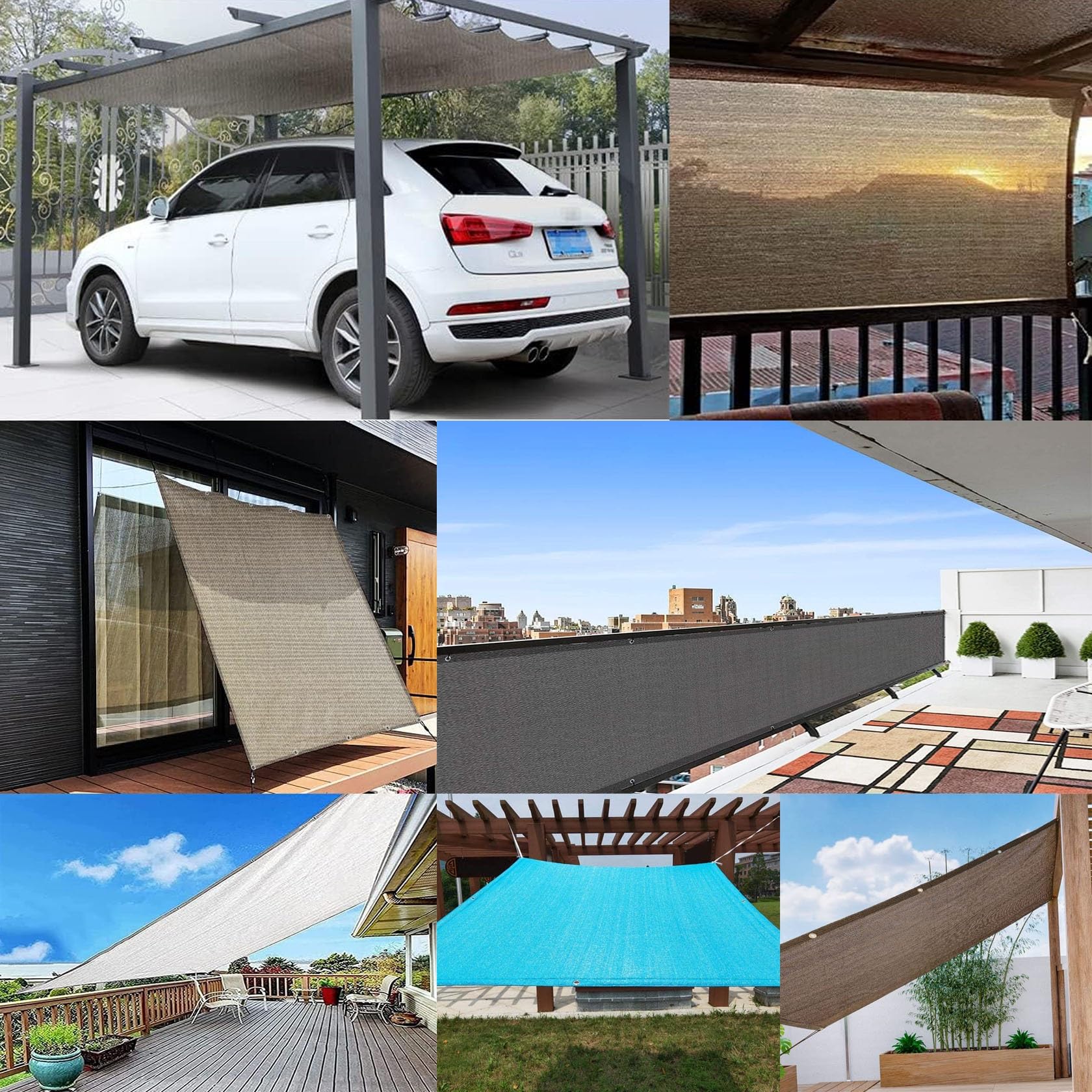 Toldos Exterior Terraza 2 x 3.4 m Protección Rayos UV y HDPE Transpirable Mallas de Sombreo con Ojales con Cuerdas de sujeción para Exterior, Jardin, Patio, Verde Oscuro