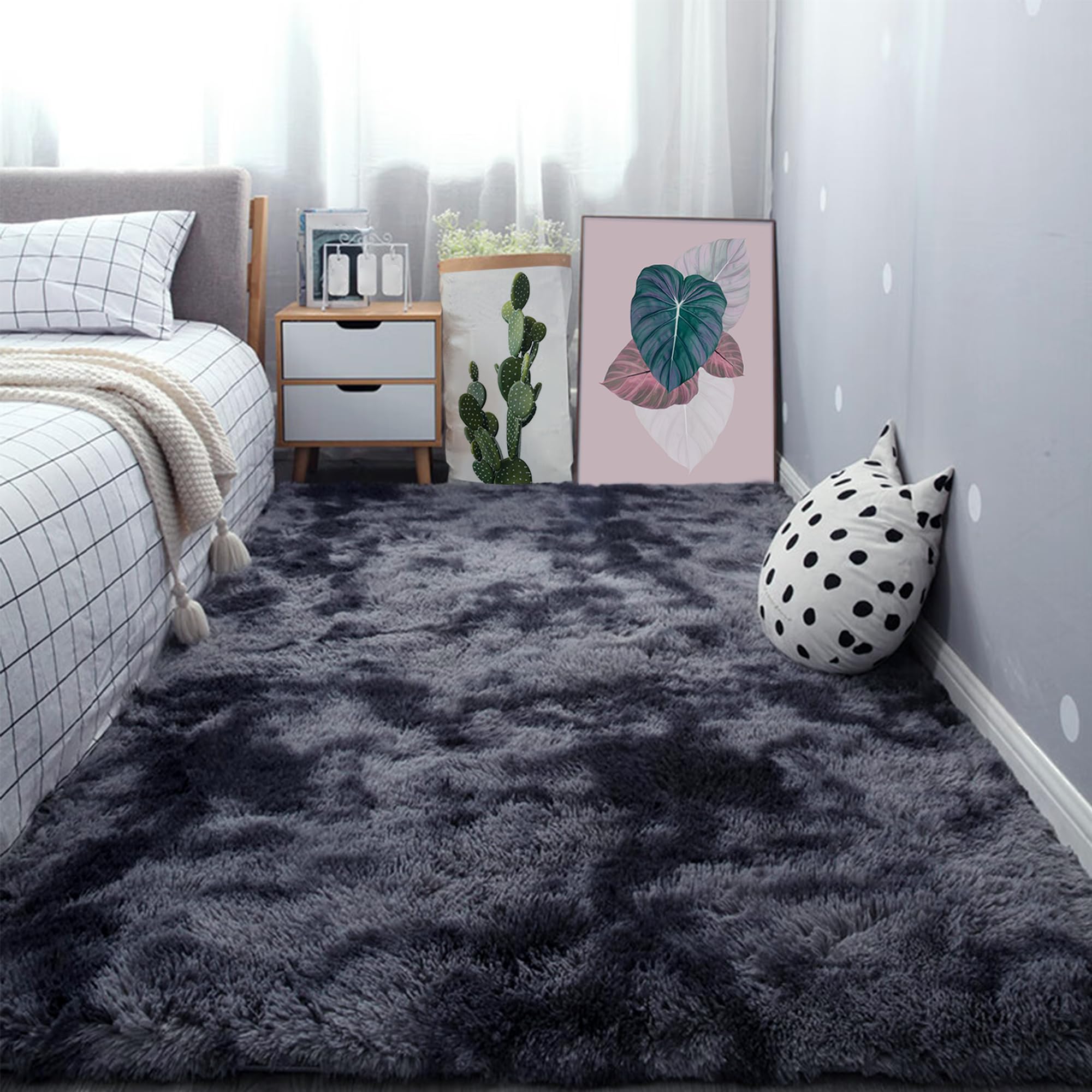 Tapis de salon moelleux 120x180 cm sans perte de poils pour crèche