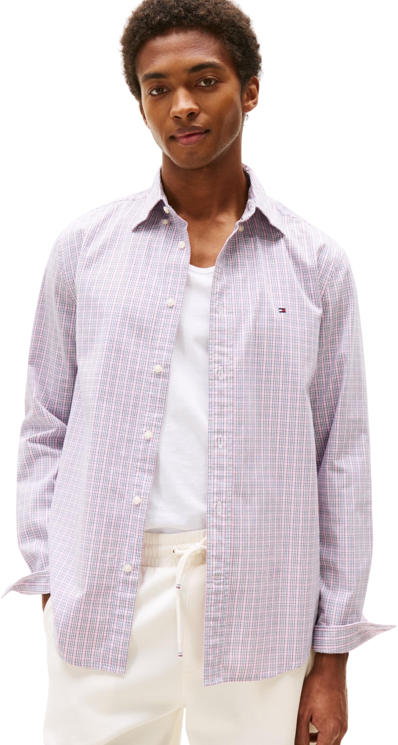 Tommy Hilfiger Camisa Hombre Flex Poplin Small Tartan de algodón