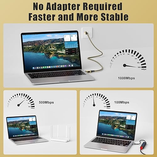 Miniatura 4 de Cable USB C a Ethernet de 6 pies, cable USB 3.0 tipo C a RJ45, FTP, cable de red LAN de Internet blindado de 1 Gbps, Thunderbolt 3/4 compatible con