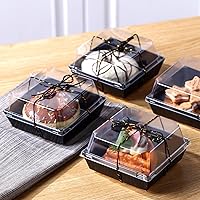 Vista 11 de Ctosree 100 cajas de papel para embutidos con tapas transparentes, cajas desechables de 4.5 pulgadas, cajas cuadradas para postres, cajas