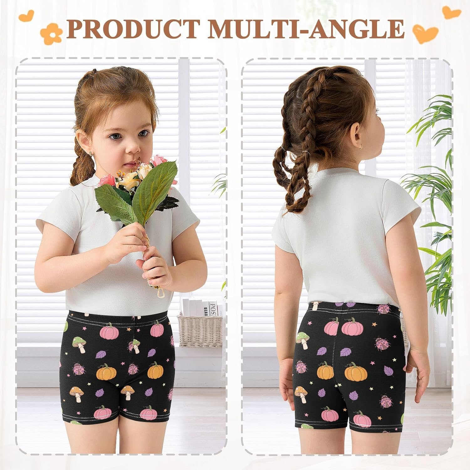 Halloween Pumpkin Black Girls Bike Shorts Toddler Soft Cotton Under Dress Dance Shorts