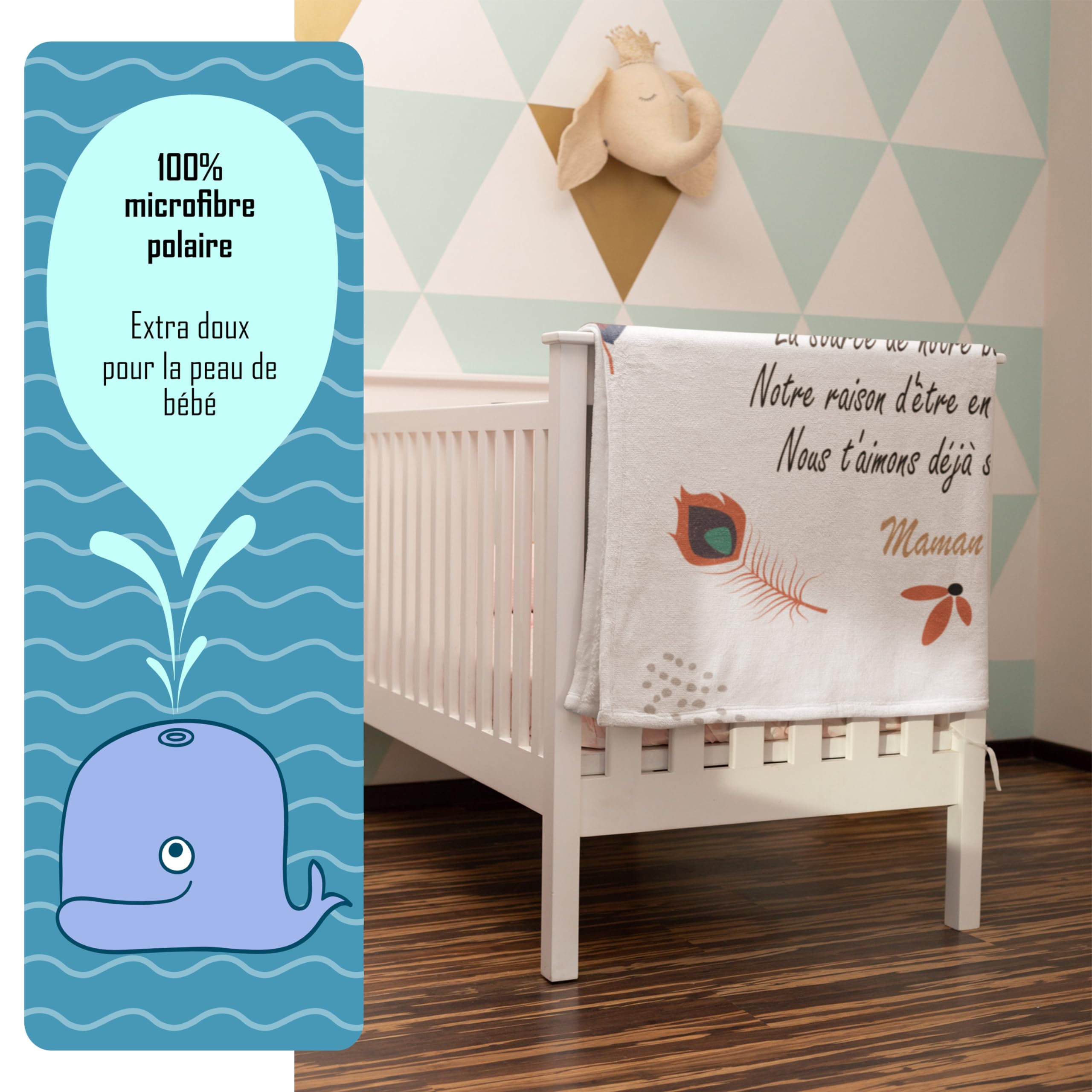 Zinello Design, Extra Soft Microfibre Fleece Baby Blanket 120 x 75 cm with Message of Love - Image 4