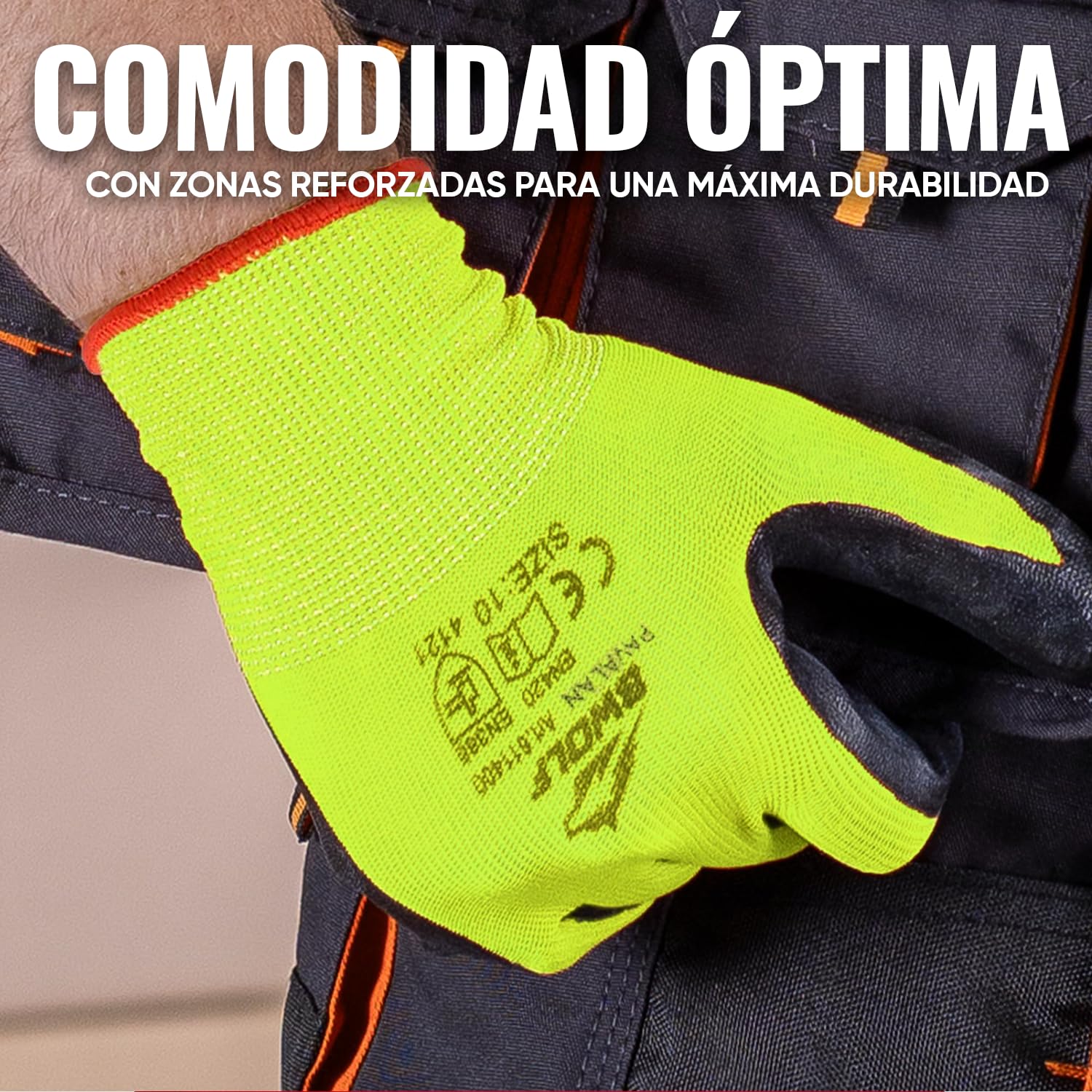 BWOLF PAVALAN 12/60 Pares de Guantes de Trabajo para Hombre y Mujer, Revestimiento de Látex Resistente, Antideslizantes y Flexibles, Ideales para Uso Industrial y Mecánico (12, 9)