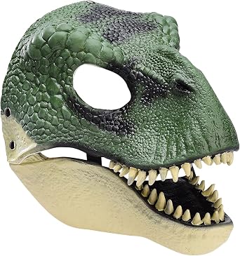 Dinosaur Mask with Opening Jaw, Realistic Texture Color, Carnival Mask Child Dinosaur Costumes Party DecorGreen