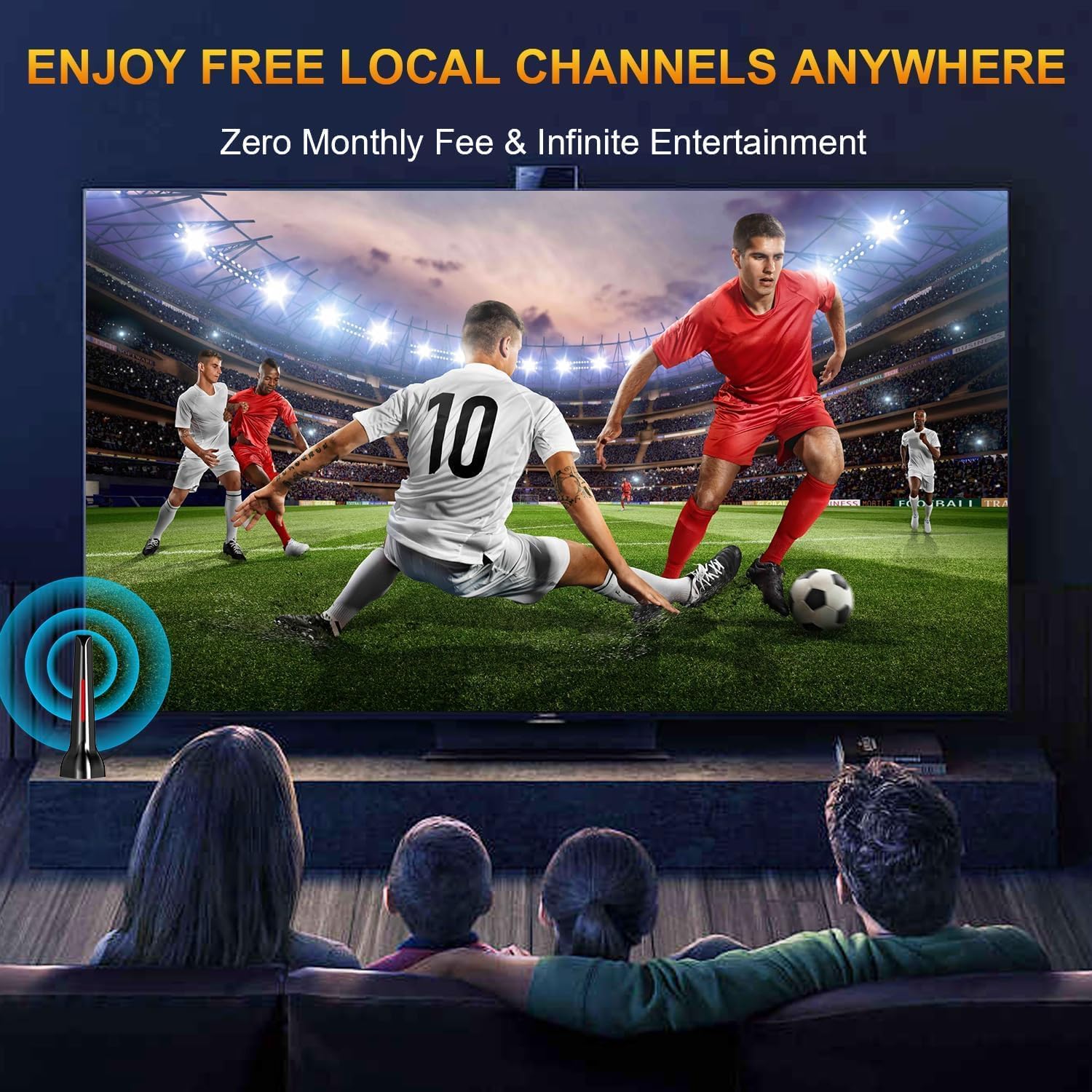 Indoor TV Antenna for Local Channels, HD Digital Antenna for Smart TV Indoor 4K Without Cable - Magnetic Base, 360° Reception, 8.2ft Cable, Long Range,Red Decor