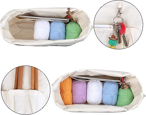 Miniatura 3 de YARWO Bolsa de hilo de tejer, bolsa de mano para agujas de tejer, hilos y proyecto sin finar, árbol (solo bolsa, diseño patentado)