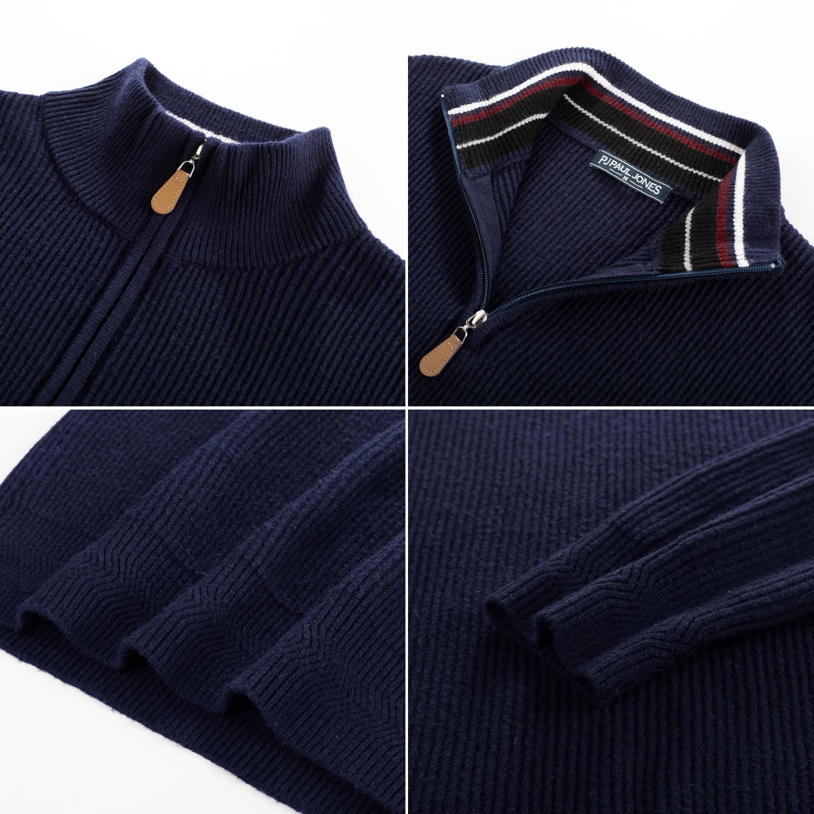 PJ PAUL JONES Pullover da uomo con cerniera a un quarto maglione casual slim fit lavorato a maglia | Colletto alto, mezza cerniera, maglione da lavoro, caldo a maniche lunghe