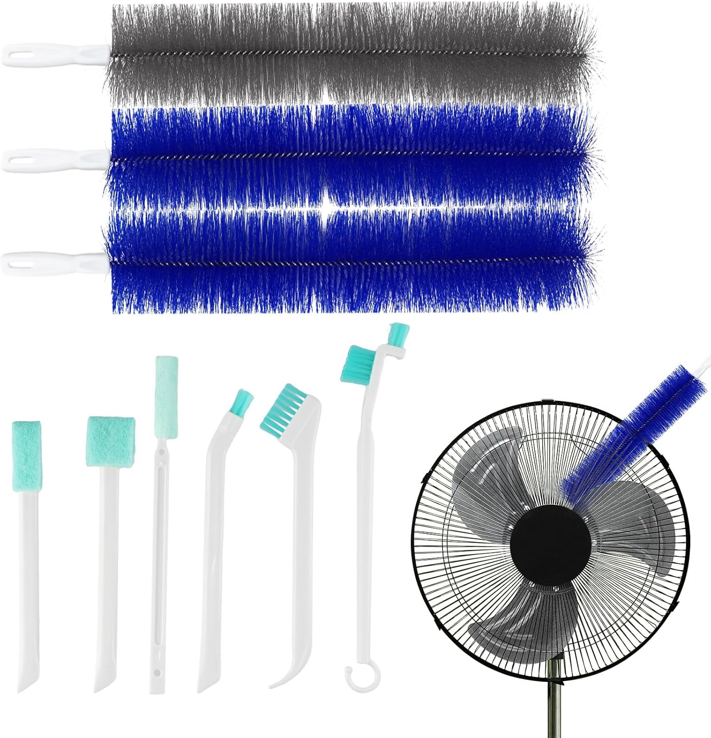 Fan Cleaner Brush Set, 9Pcs Fan Cleaning Duster, Bendable Cobweb Dust Cleaner
