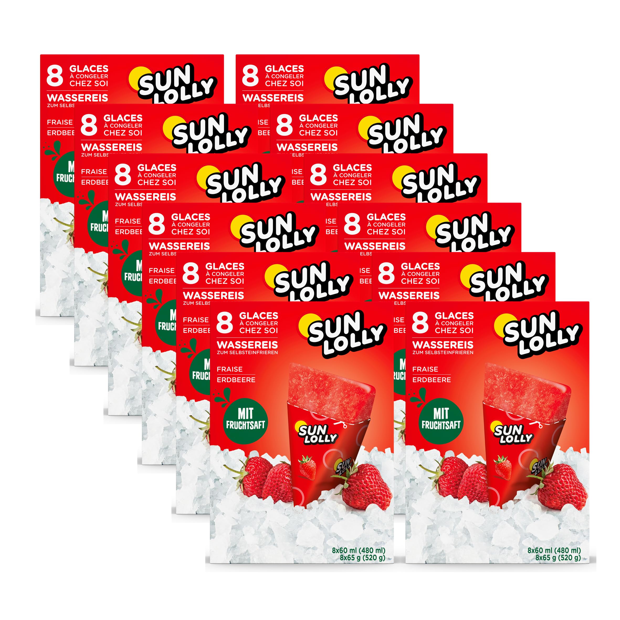 Sun Lolly Wassereis Erdbeere 12er Vorratspack 12 x 480ml Mit Fruchtsaft