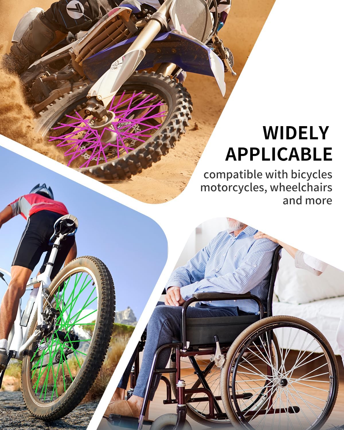 Universal Bicycle Bike Spoke Covers 72Pcs Motorcycle Spoke Wraps, Dirt Bike Spoke Skin, Pipe Trim for 8"-21" Spoke Rims Spoke Covers Decoration Protector YZ50 YZ125 YZ250 (Purple)