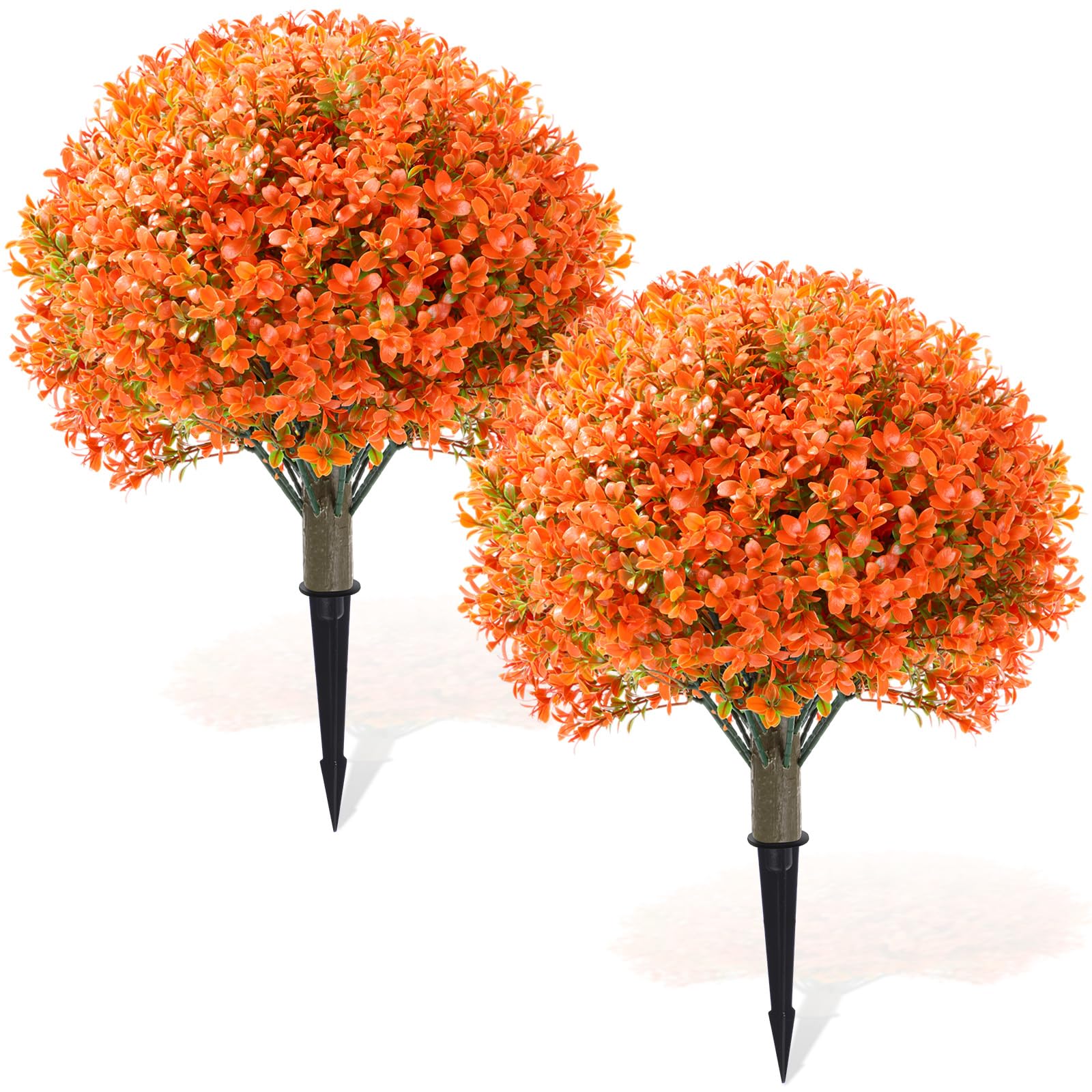 Yunlly Confezione da 2 cespugli artificiali di bosso da 45,7 cm, piante topiarie finte per esterni, realistiche, resistenti ai raggi UV, arbusti finti con punte, per veranda anteriore, giardino