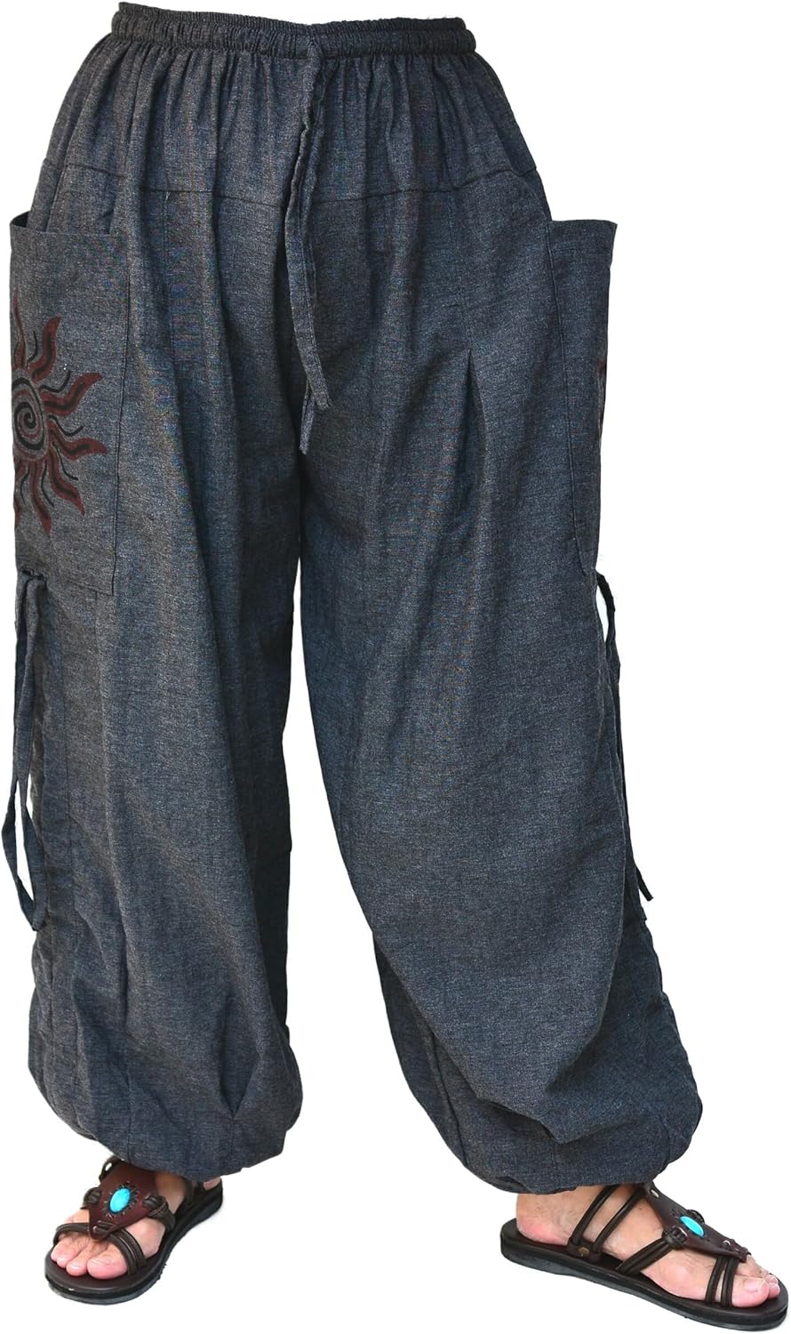 Siamrose Casual Yoga Harem Pants Men Women Baggy Lounge Trousers Adjustable Length 2 Pockets