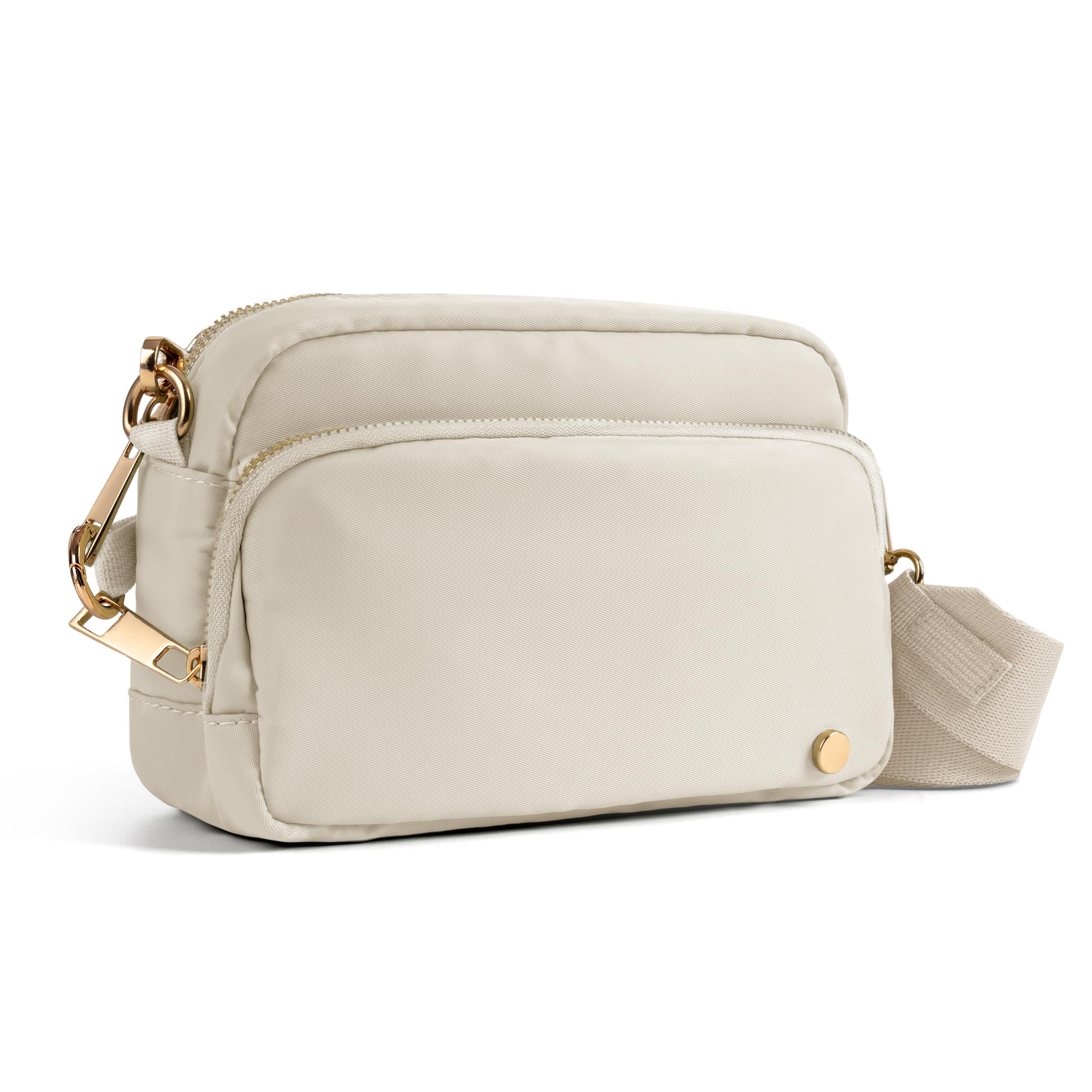 Anti Theft Crossbody Bag for Women, Slash-resistant RFID Blocking Travel Purses, Small Shoulder Bag Handbag, Nylon, Beige