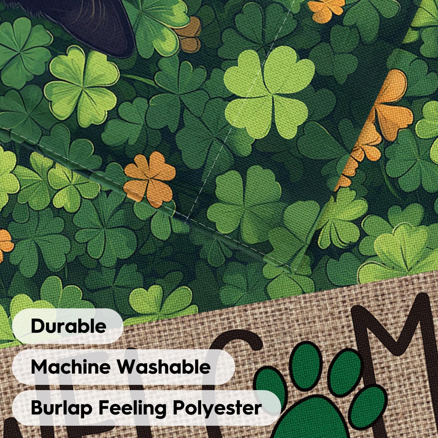 AVOIN colorlife St Patricks Day Garden Flag 12x18 Inch Double Sided Outside, Black Cat Welcome Shamrocks Holiday Yard Outdoor Flag - Image 7