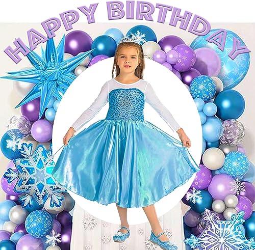 Miniatura 6 de MarColor Disfraz de princesa Elsa para niñas pequeñas, disfraz de Elsa para niños, vestido de Frozen para fiesta de cumpleaños