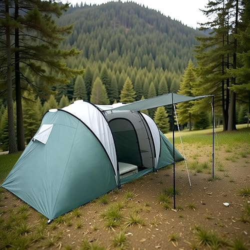 Tienda de campaña grande para 5  8 personas, diseño de 2 dormitorios, estilo cúpula impermeable con ventanas de malla, tienda de campaña grande de