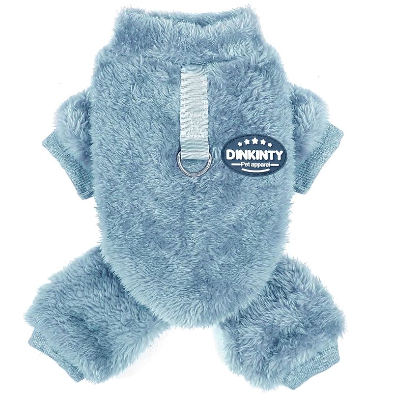 Suéter para Cães Pequenos em Fleece Macio Dinkinty Steel Blue Tamanho XXS