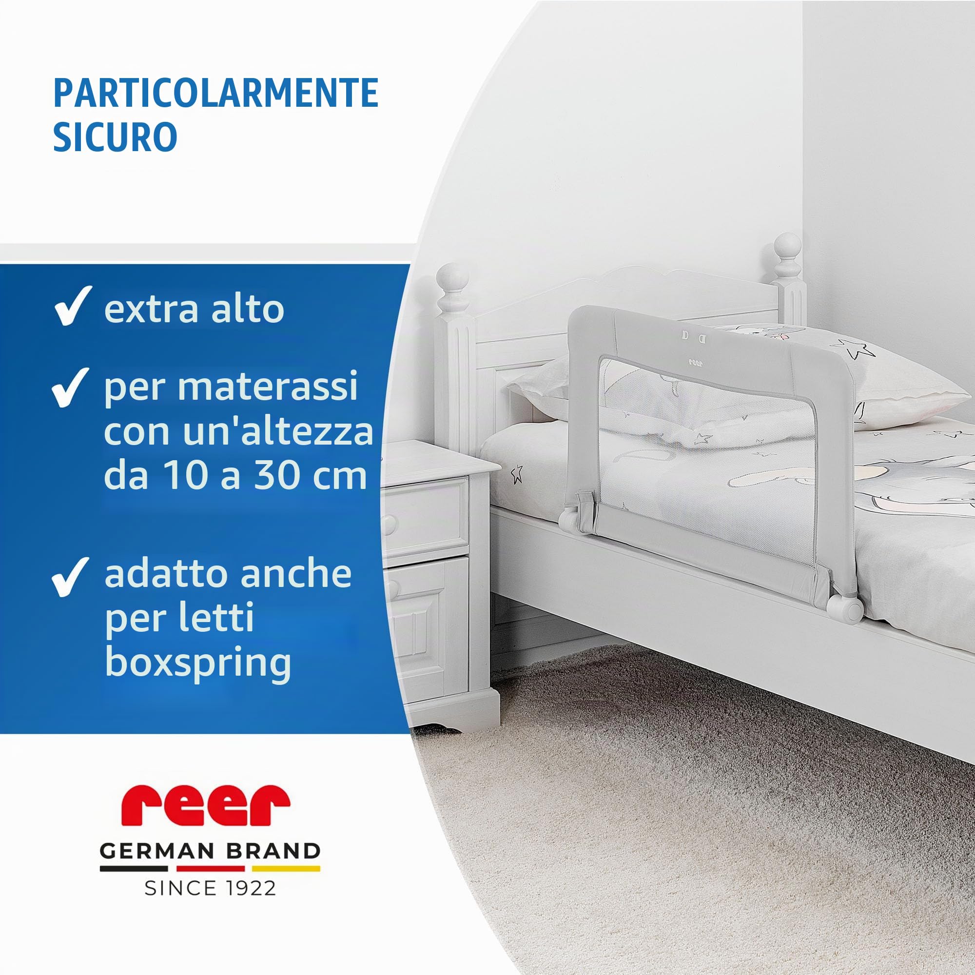 Reer GmbH 45020 Griglia per Letto By My Side, Grigio, 150 X 50 Cm