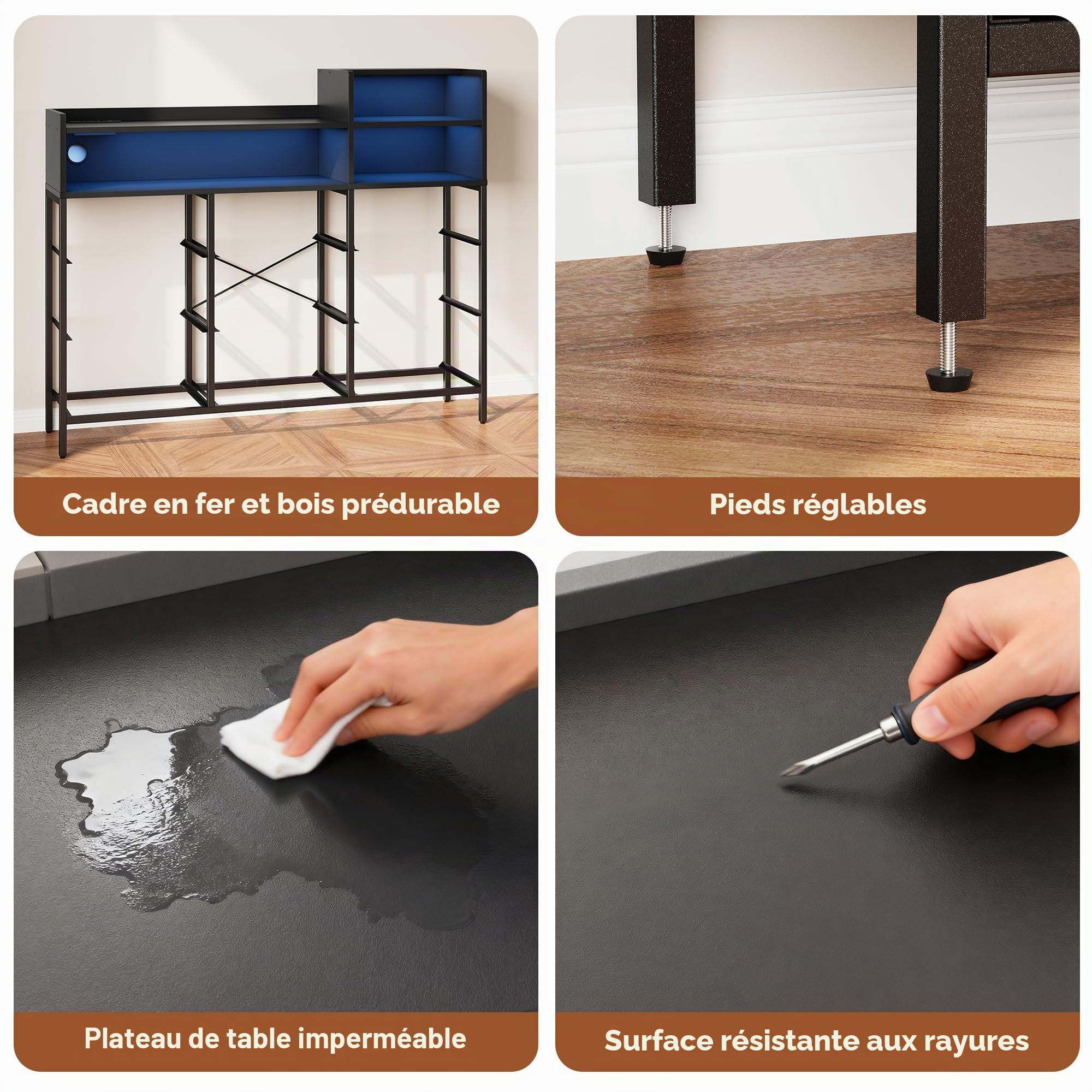 IRONCK Commode de Rangement Moderne avec lumière LED et Station de Charge, 9 tiroirs en Tissu et 3 étagères Ouvertes en Bois, pour Chambre à Coucher, Salon, Couloir, Placard (Noir)