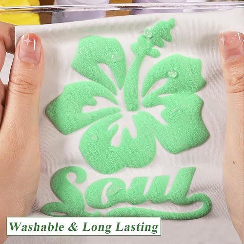 Miniatura 3 de WRAPXPERT Rollo de vinilo de transferencia de calor 3D verde menta, rollo de vinilo HTV verde para planchar en vinilo de 10 x 5 pies, vinilo