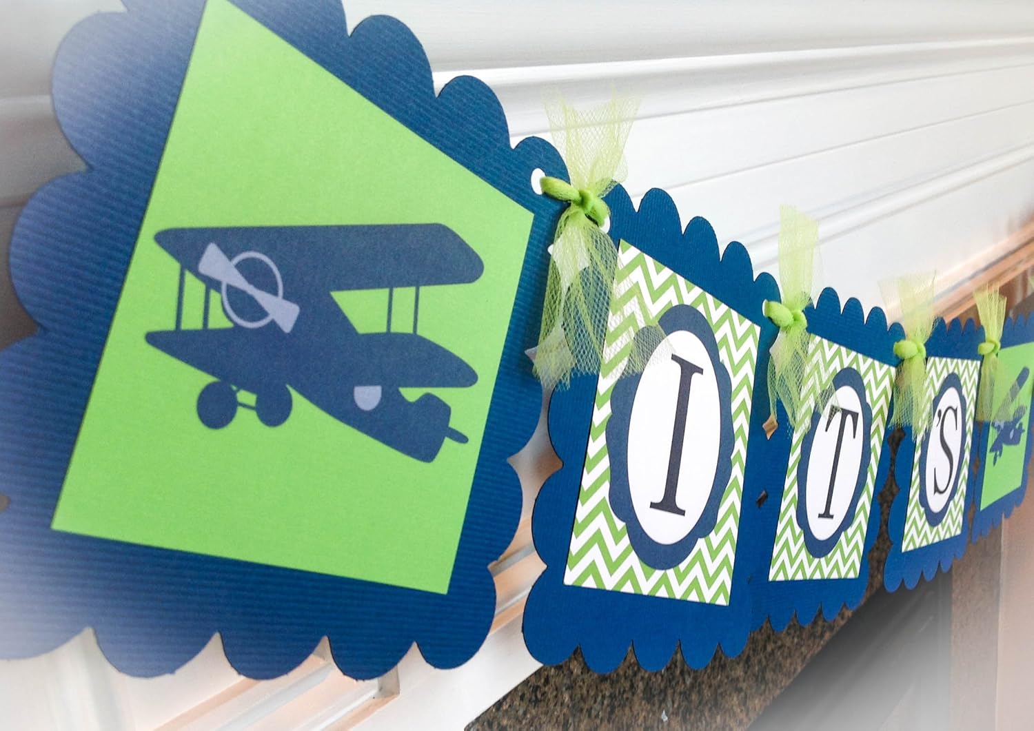 It's a Boy! Baby Shower Banner Vintage Airplane Baby