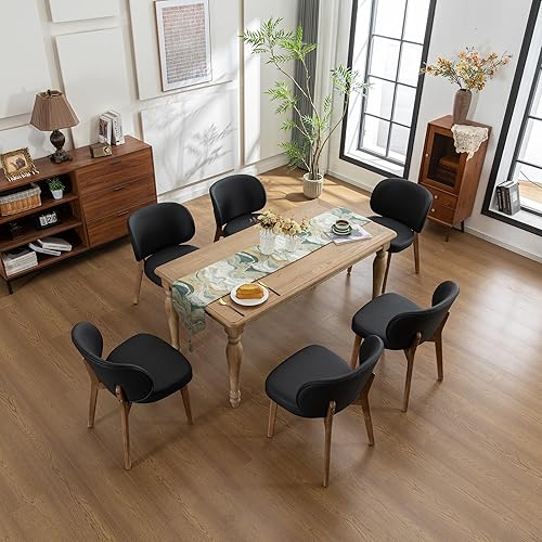 Miniatura 17 de Juego de 6 sillas de comedor YOUNIKE estilo mediados de siglo moderno, silla de cocina con respaldo alto de tela bouclé tapizada, silla sin brazos,