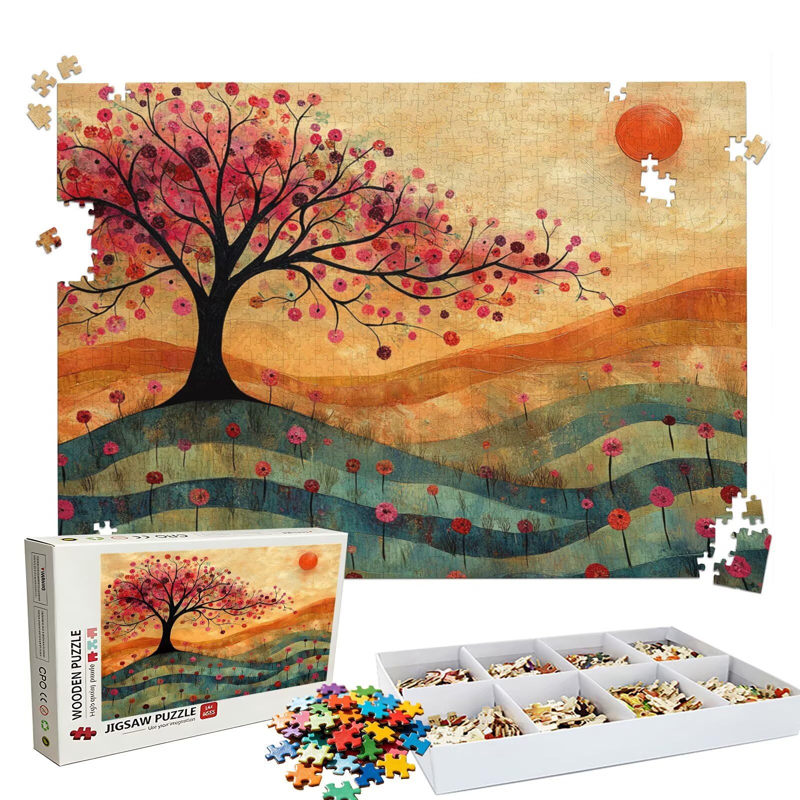 Puzzle 1500 elementów abstrakcyjnego drzewa (9) - Duże drewniane puzzle - 1500 elementów dla dorosłych - gra inteligencyjna - z wykwintnym pudełkiem do pakowania - precyzyjne cięcie - jakość kolorowe