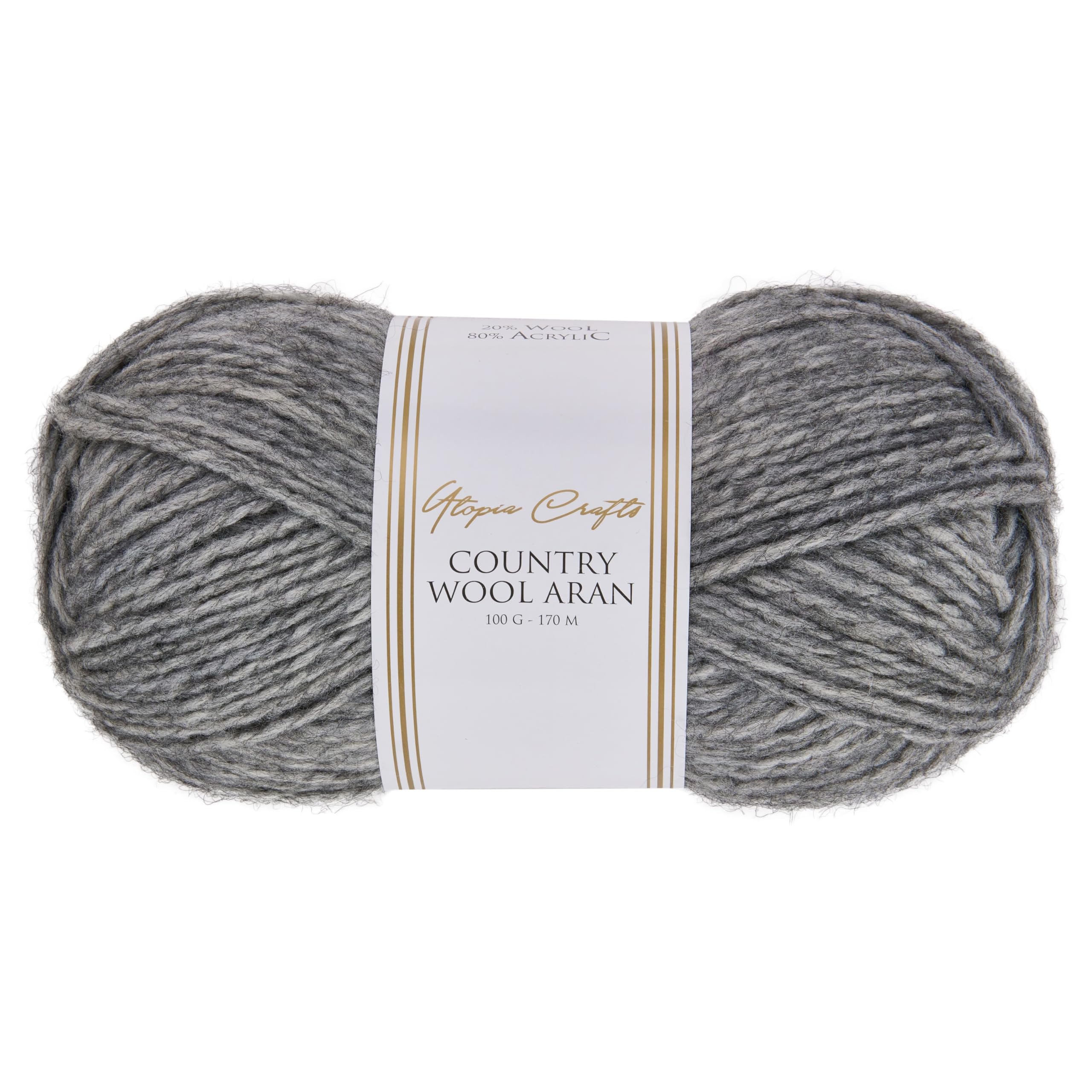 Utopia Crafts Country Wool Blend Aran Yarn for Knitting and Crochet 100g (1, Charcoal)